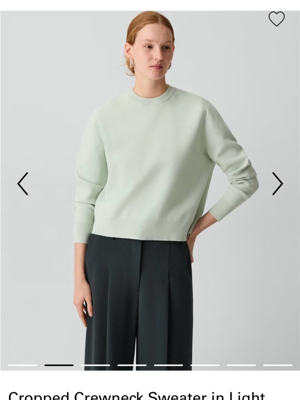 Theory Mint Crewneck Cropped Sweater